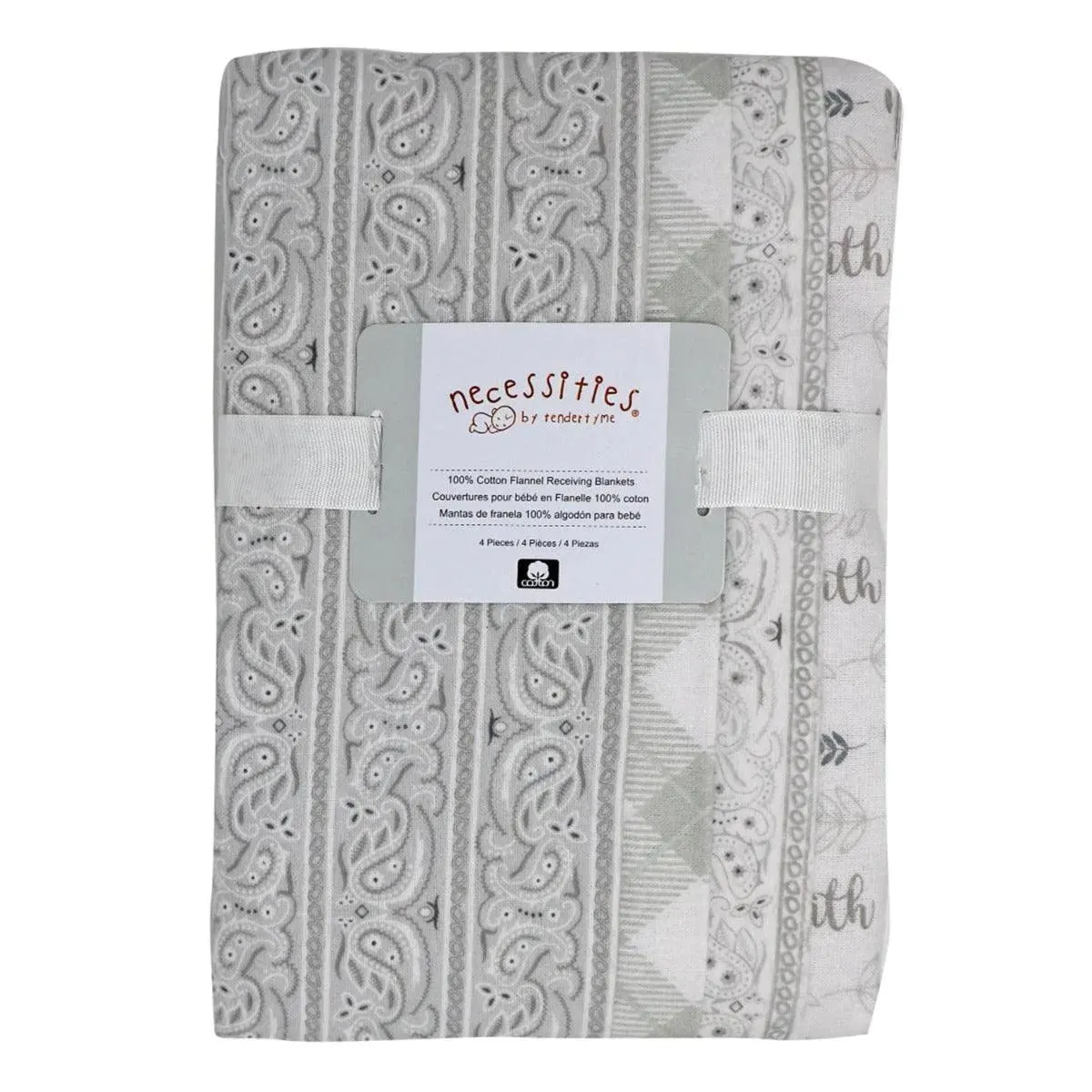 Tendertyme Receiving Cotton Flannel Blankets - 4 Pack
