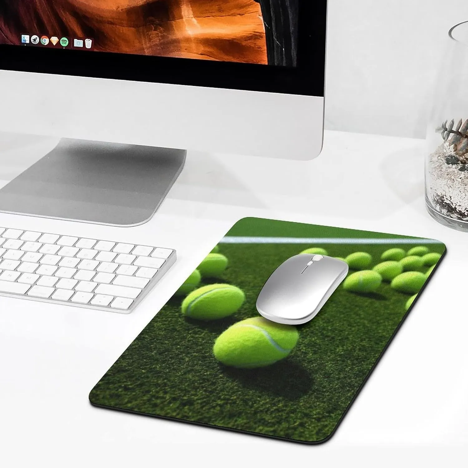 Tennis Balls on Tennis Grass Court Mouse Pad Mousepad Gaming Mouse Pad Large Mouse Pad Mouse Pads for Desk Mouse Pads for Desk for Women Cute Mouse Pad Computer Mouse Pad Mouse Mat Travel Mouse Pad 25