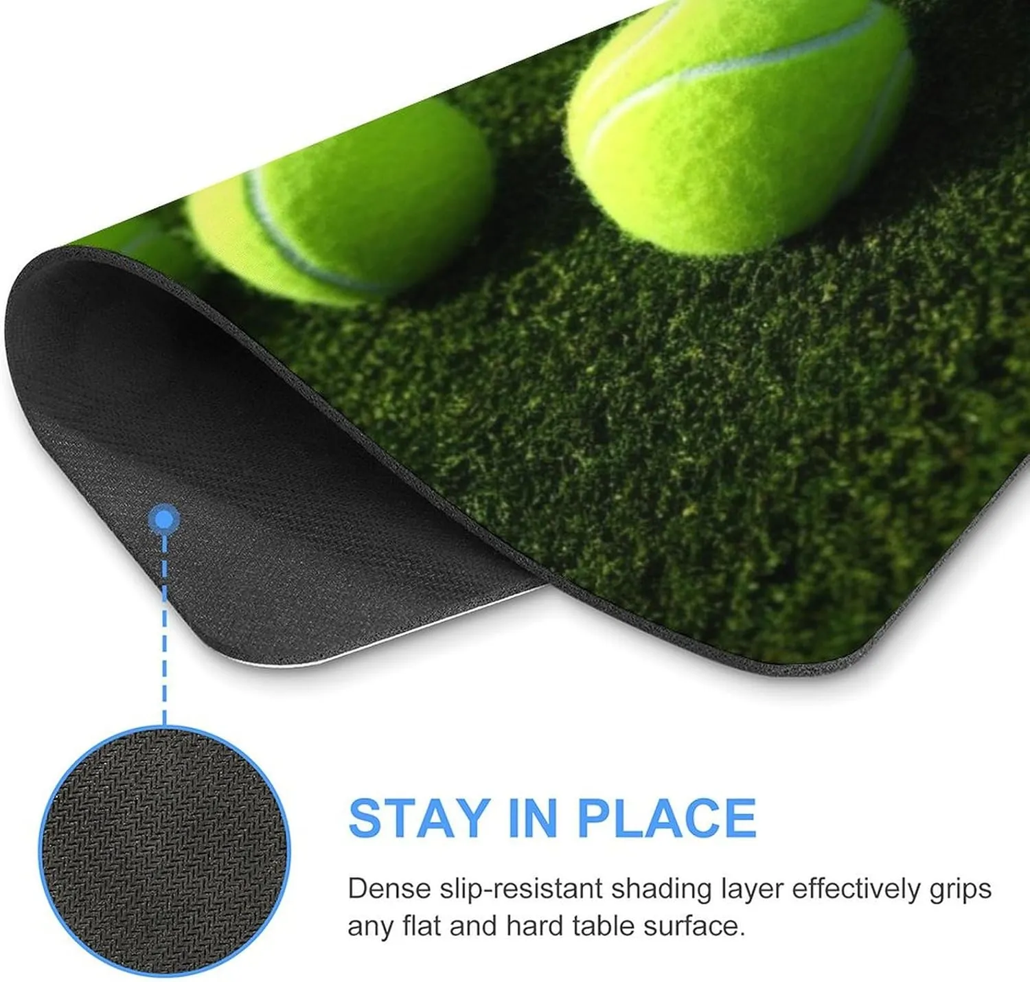 Tennis Balls on Tennis Grass Court Mouse Pad Mousepad Gaming Mouse Pad Large Mouse Pad Mouse Pads for Desk Mouse Pads for Desk for Women Cute Mouse Pad Computer Mouse Pad Mouse Mat Travel Mouse Pad 25