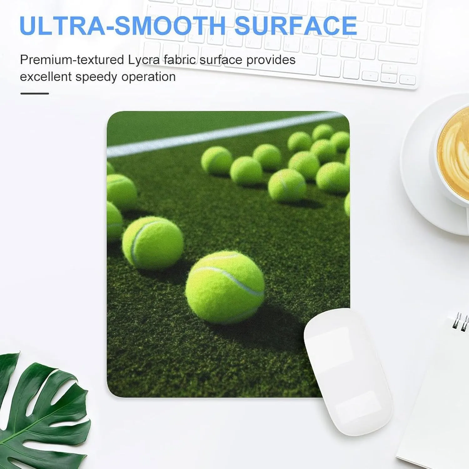 Tennis Balls on Tennis Grass Court Mouse Pad Mousepad Gaming Mouse Pad Large Mouse Pad Mouse Pads for Desk Mouse Pads for Desk for Women Cute Mouse Pad Computer Mouse Pad Mouse Mat Travel Mouse Pad 25