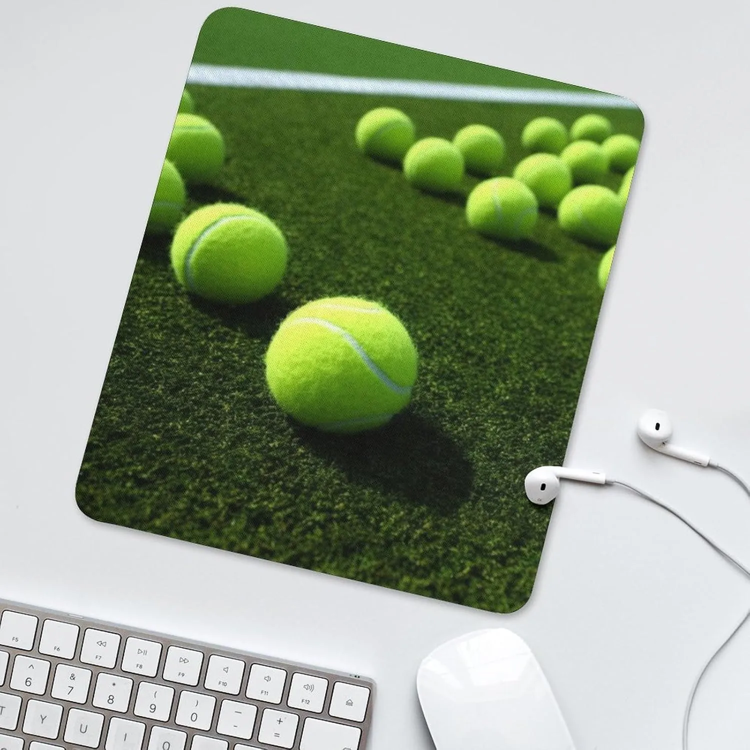 Tennis Balls on Tennis Grass Court Mouse Pad Mousepad Gaming Mouse Pad Large Mouse Pad Mouse Pads for Desk Mouse Pads for Desk for Women Cute Mouse Pad Computer Mouse Pad Mouse Mat Travel Mouse Pad 25