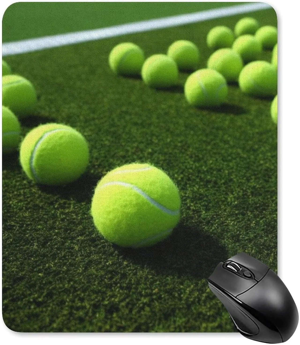 Tennis Balls on Tennis Grass Court Mouse Pad Mousepad Gaming Mouse Pad Large Mouse Pad Mouse Pads for Desk Mouse Pads for Desk for Women Cute Mouse Pad Computer Mouse Pad Mouse Mat Travel Mouse Pad 25