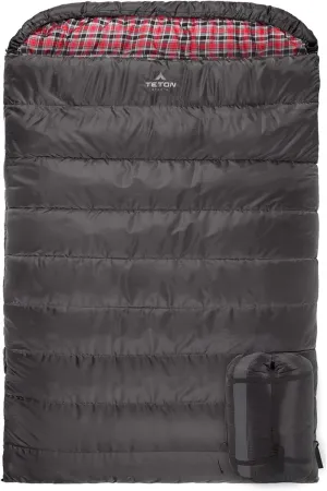 TETON Mammoth, 20 Degree and 0 Degree Sleeping Bags, Double Sleeping Bag, A Warm Bag the Whole Family can Enjoy. Great Sleeping Bag for Camping, Hunting and Base Camp. Compression Sack Included