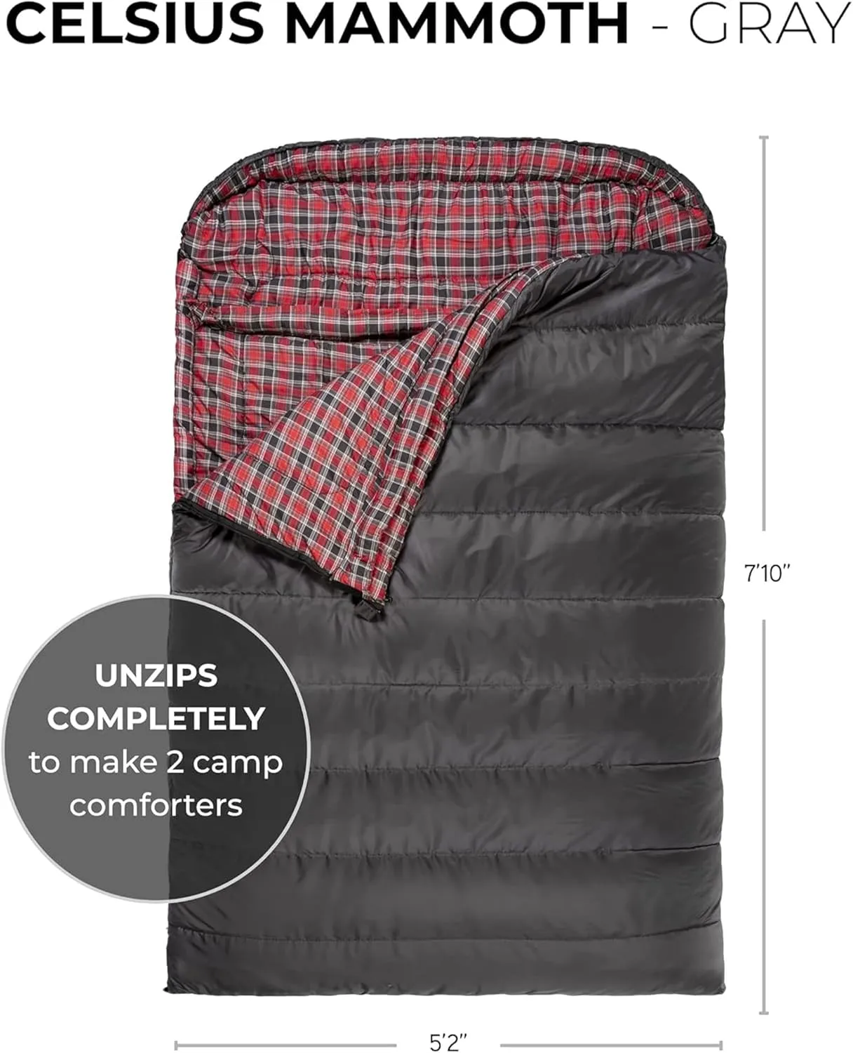 TETON Mammoth, 20 Degree and 0 Degree Sleeping Bags, Double Sleeping Bag, A Warm Bag the Whole Family can Enjoy. Great Sleeping Bag for Camping, Hunting and Base Camp. Compression Sack Included