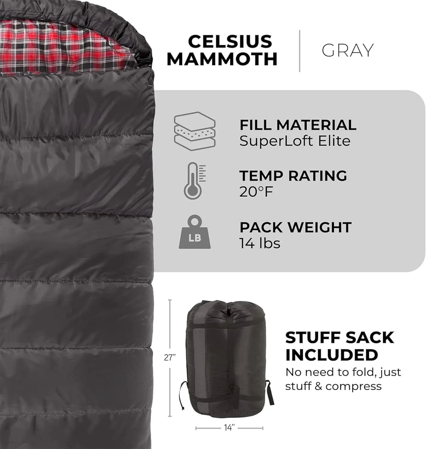 TETON Mammoth, 20 Degree and 0 Degree Sleeping Bags, Double Sleeping Bag, A Warm Bag the Whole Family can Enjoy. Great Sleeping Bag for Camping, Hunting and Base Camp. Compression Sack Included