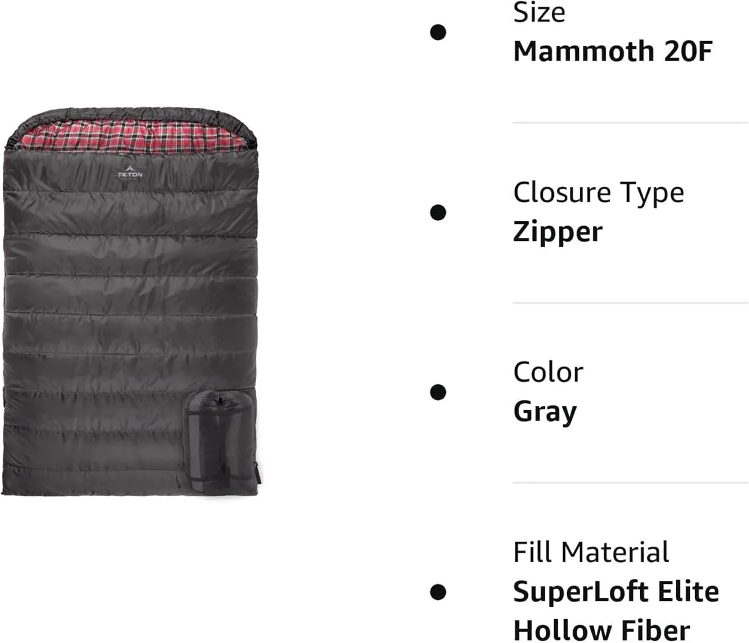 TETON Mammoth, 20 Degree and 0 Degree Sleeping Bags, Double Sleeping Bag, A Warm Bag the Whole Family can Enjoy. Great Sleeping Bag for Camping, Hunting and Base Camp. Compression Sack Included