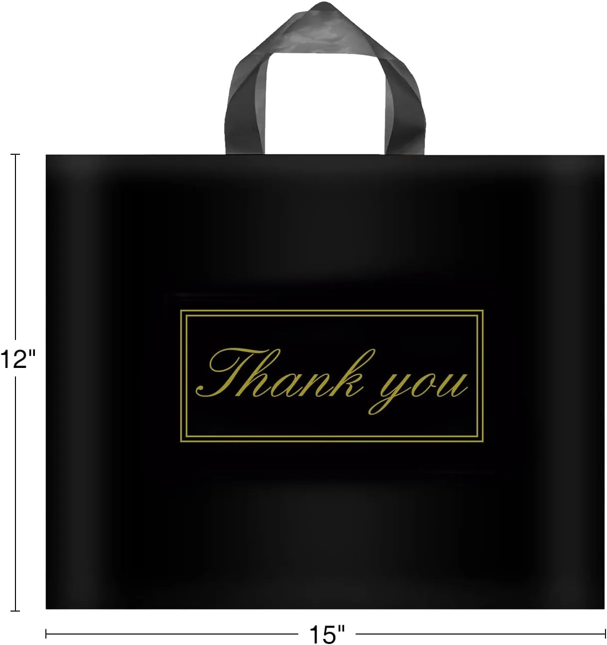 Thank You Bags for Small Business, Shopping Bags with Handle,Black Plastic Bags, White