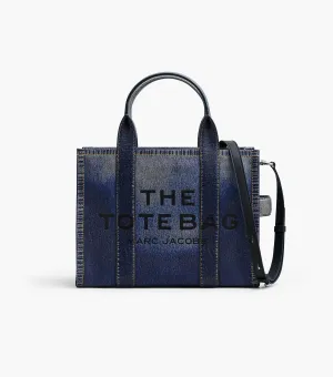 THE DENIM-PRINTED LEATHER MEDIUM TOTE BAG MARC JACOBS