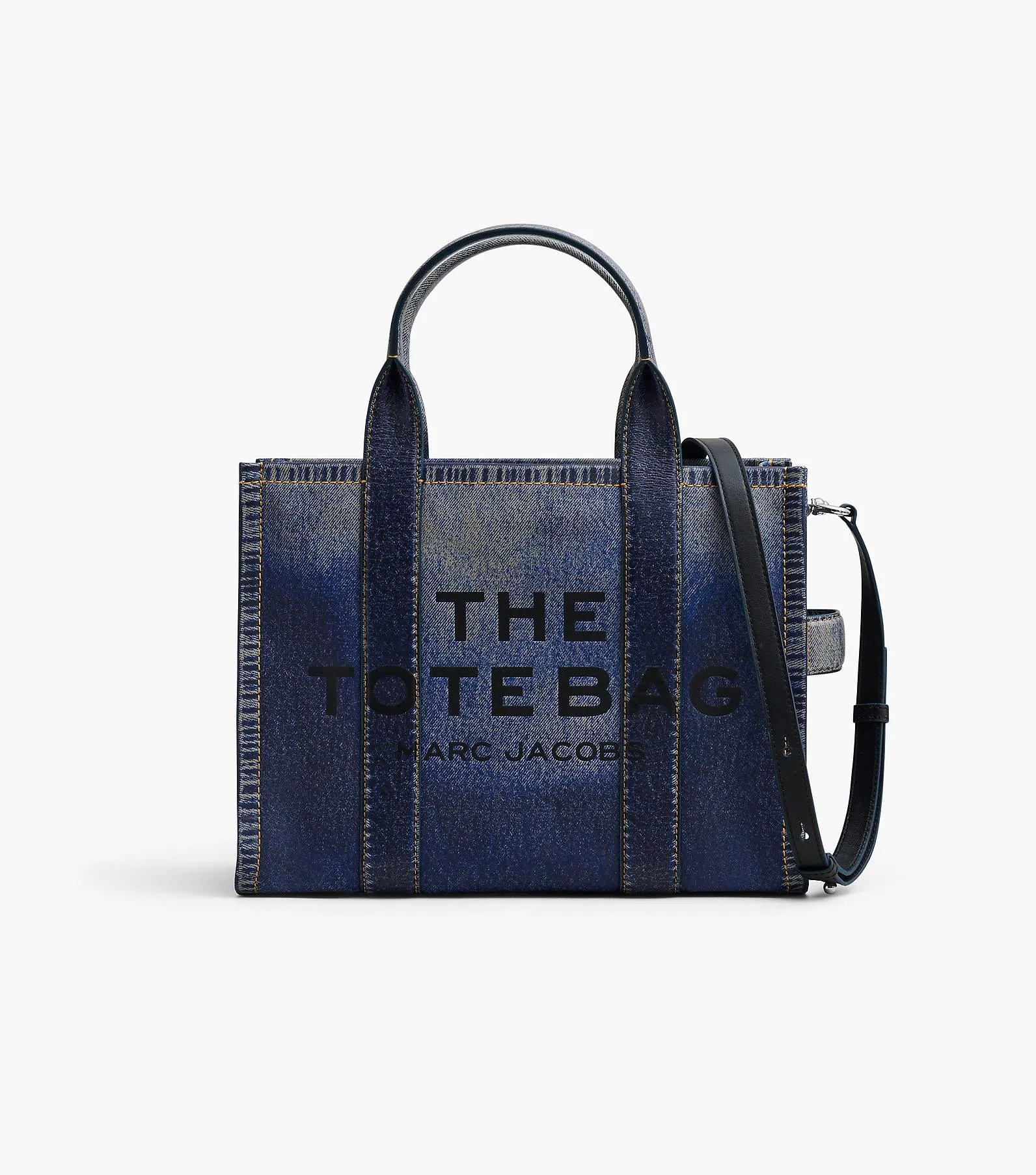 THE DENIM-PRINTED LEATHER MEDIUM TOTE BAG MARC JACOBS