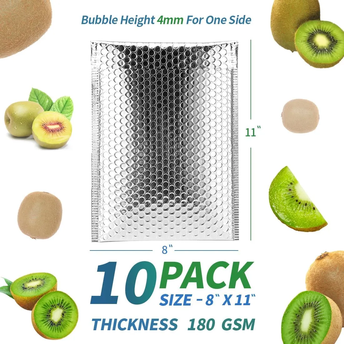 Thermal Bubble Mailer 8" x 11",Pack of 10 Insulated Mailers for Cold Shipping,Foil Mailing Envelopes,Cool Bubble Mailers, Waterproof Cold Shipping Package for Food, Perishables, Cosmetics