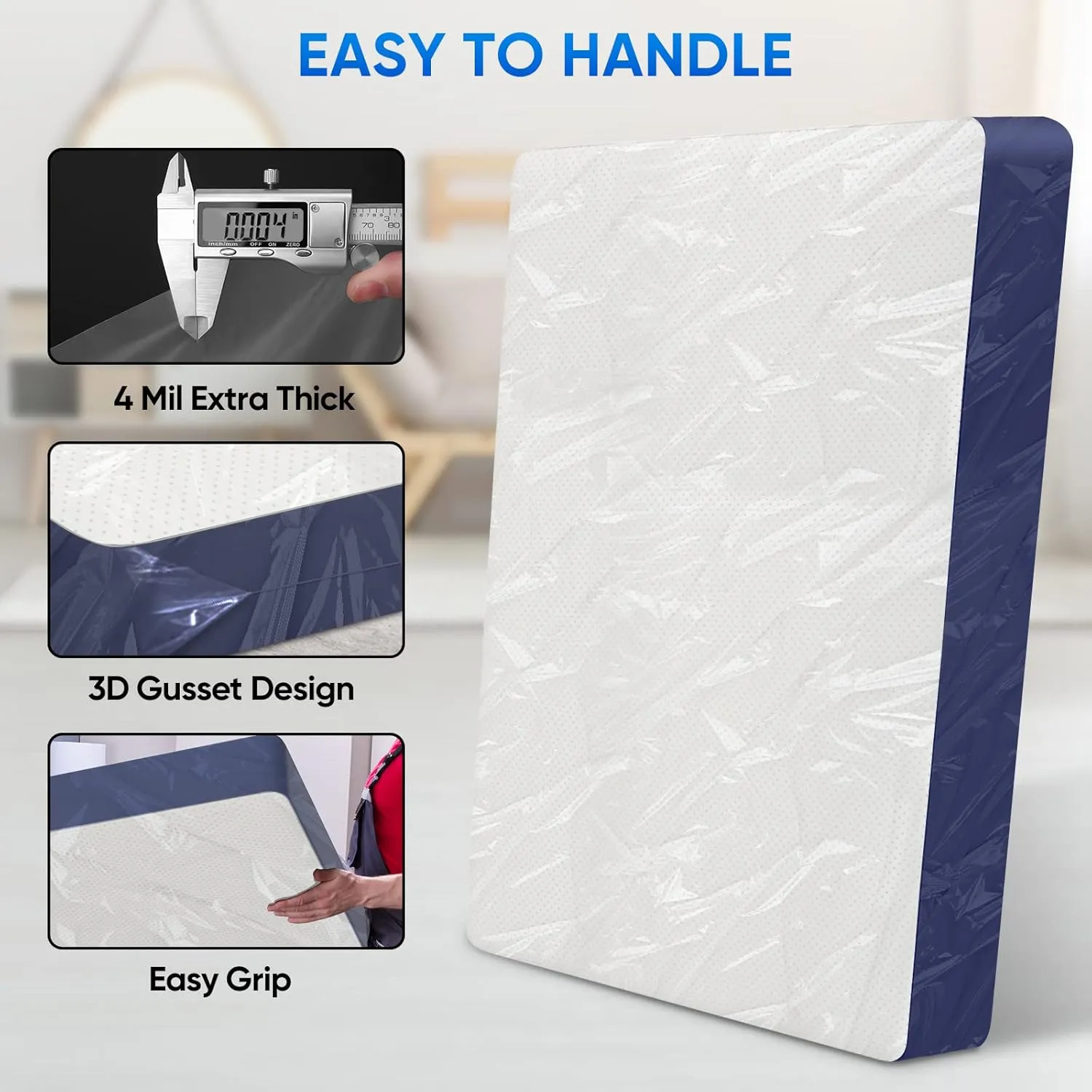 TICONN 2PK Mattress Bags for Moving, Waterproof, 16" Thick, Heavy-Duty, Twin