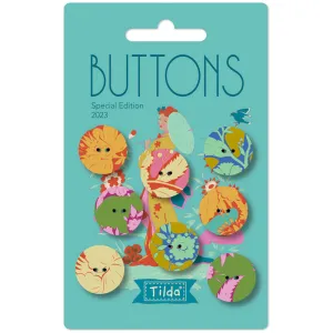 Tilda Bloomsville Abloom Buttons Yellow Teal 3/4in 8 Count