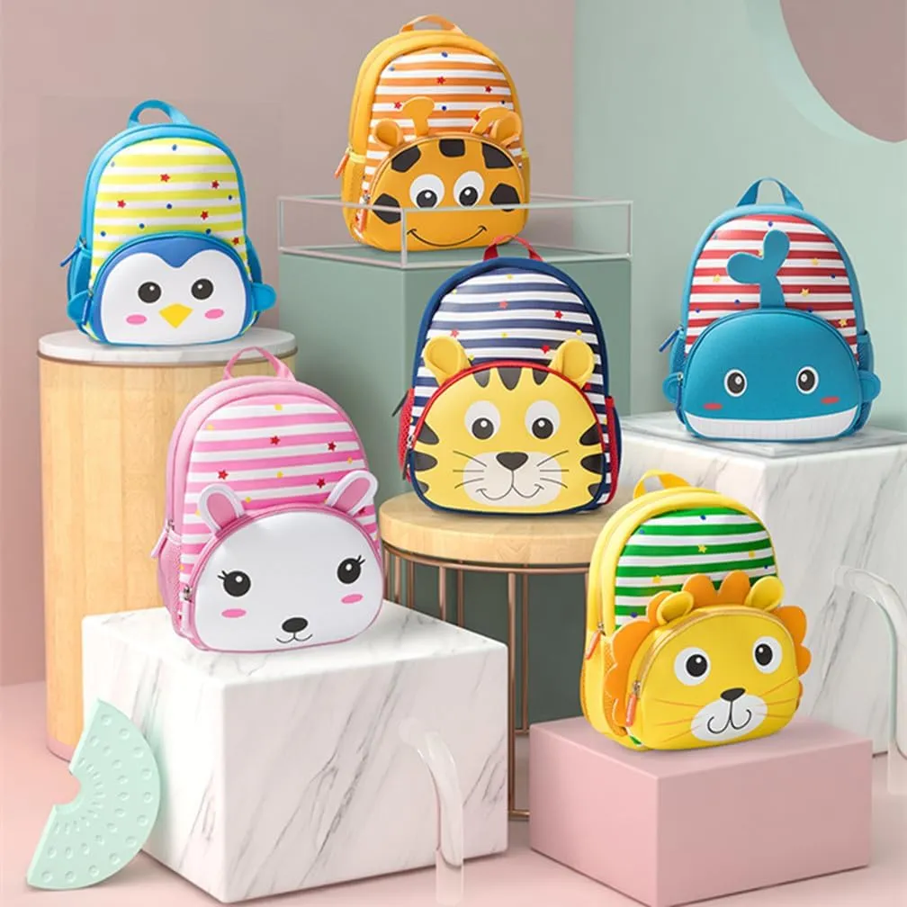 Toddler Backpack Neoprene Zoo Kids Casual Backpack Water Resistance Kindergarten Preschool Bags for Little Boys Girls (Deer Pink)