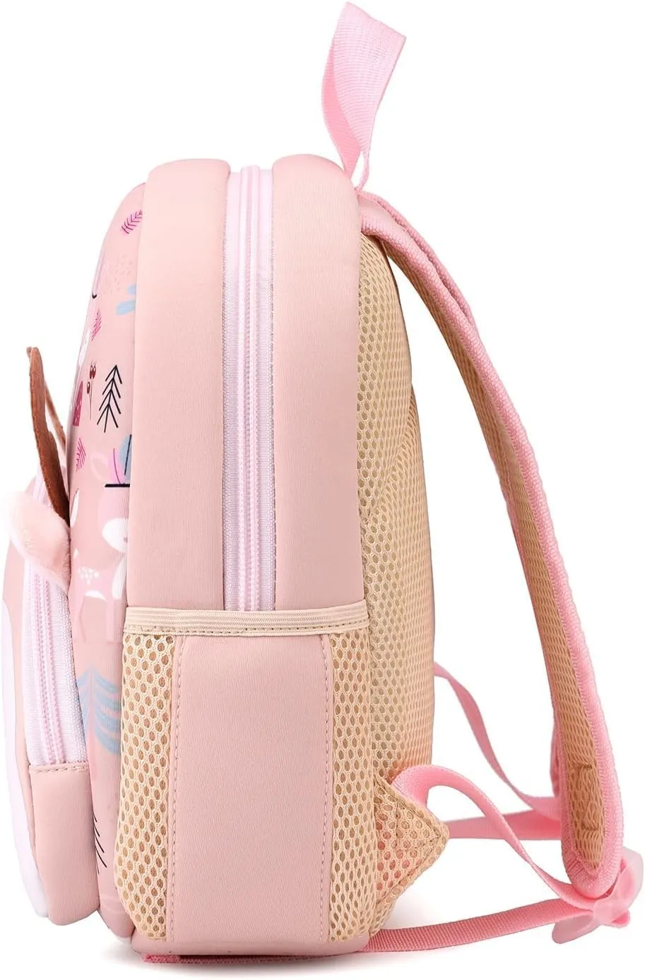 Toddler Backpack Neoprene Zoo Kids Casual Backpack Water Resistance Kindergarten Preschool Bags for Little Boys Girls (Deer Pink)