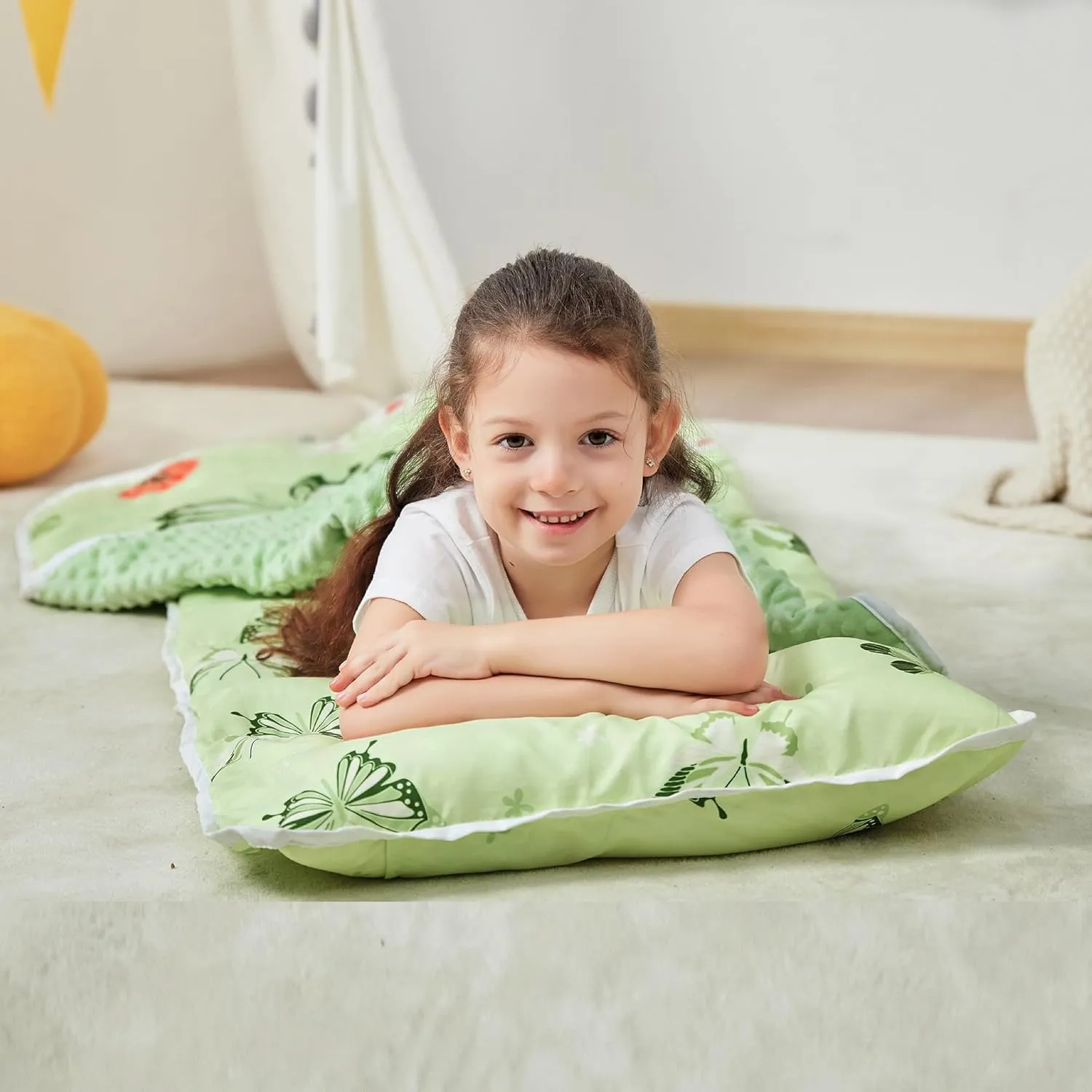 Toddler Nap Mat with Pillow and Blanket, Extra Large Rolled Napping Mats,Slumber Bags for Boys Girls,Kids Sleeping Bag for Daycare, Preschool Travel Camping