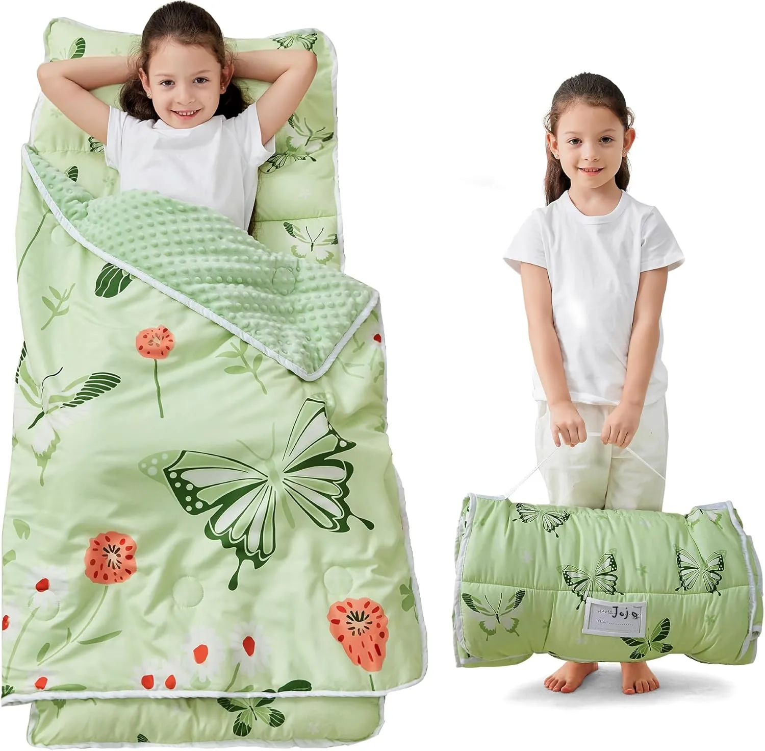 Toddler Nap Mat with Pillow and Blanket, Extra Large Rolled Napping Mats,Slumber Bags for Boys Girls,Kids Sleeping Bag for Daycare, Preschool Travel Camping