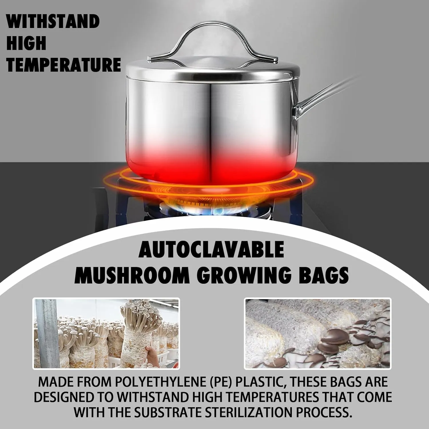 TonGass 60-Pack Autoclavable Mushroom Grow Bags Bulk with Microporous Filter Patchs - Large 6"x5"x20" Extra Thick 80 Micron (=3 Mil)| Mushroom Cultivation Spawn Supply Myco Bag Bulk Substrate Bags
