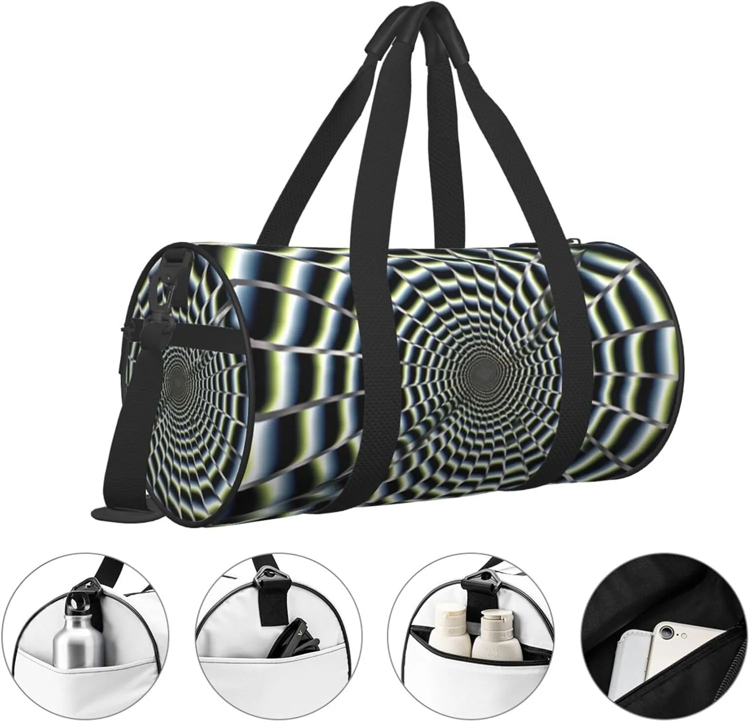 Travel Bag For Women,Spiral Optical Illusion Print Personal Item Duffle Bags,Weekend Travel Duffel Tote Bag,Travel Sport Gym Bag For Men,Airplane Travel Essentials For Flying