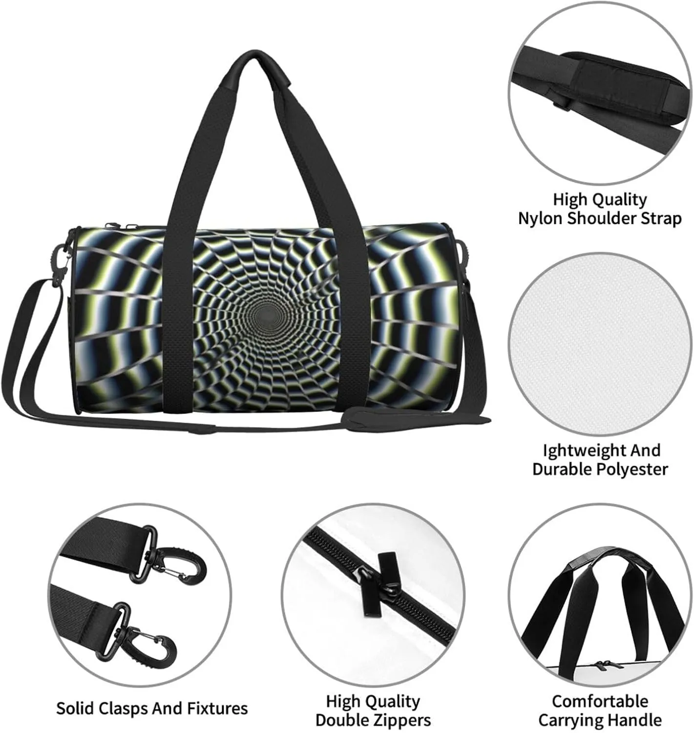 Travel Bag For Women,Spiral Optical Illusion Print Personal Item Duffle Bags,Weekend Travel Duffel Tote Bag,Travel Sport Gym Bag For Men,Airplane Travel Essentials For Flying