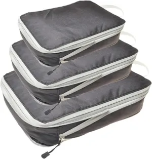 Travel Organizer Compressible Packing Box Nylon Portable Tote Bag Luggage Foldable Waterproof Suitcase Best travel must haves(Frosted black,3PCS Set)