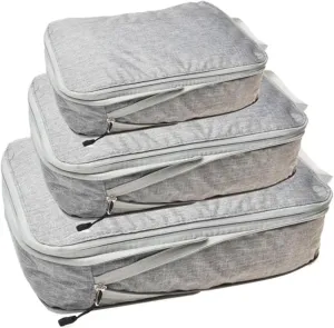 Travel Organizer Compressible Packing Box Nylon Portable Tote Bag Luggage Foldable Waterproof Suitcase Best travel must haves(Frosted grey,Small)