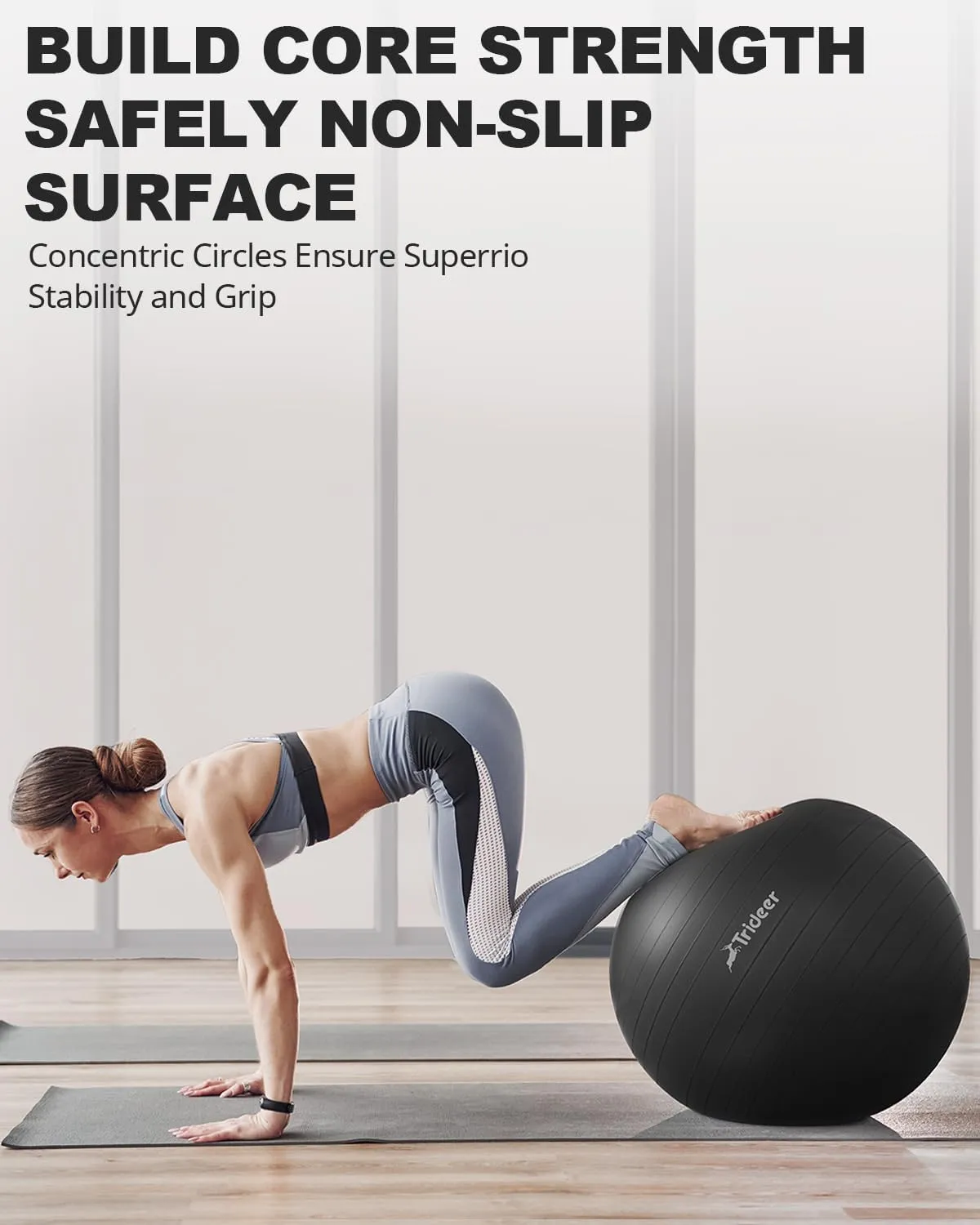 Trideer Extra Thick Yoga Ball Exercise Ball, 5 Sizes Gym Ball, Heavy Duty Ball Chair for Balance, Stability, Pregnancy, Quick Pump Included