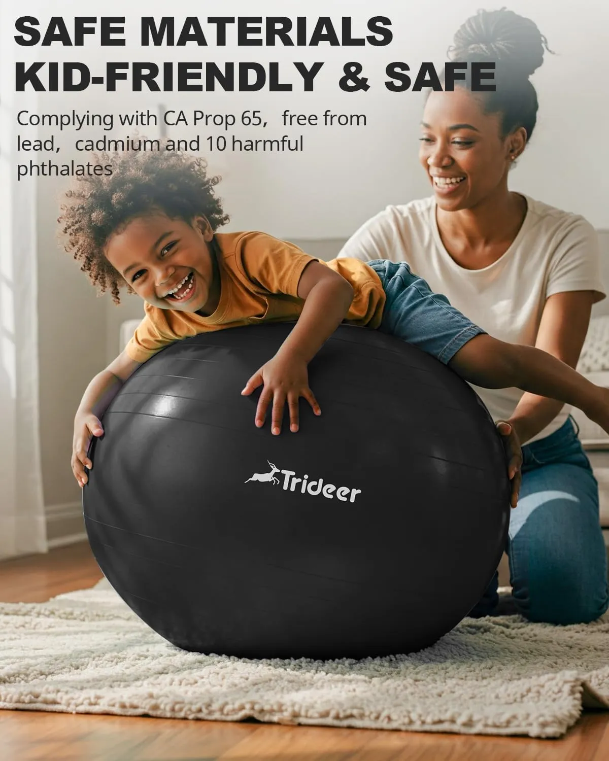 Trideer Extra Thick Yoga Ball Exercise Ball, 5 Sizes Gym Ball, Heavy Duty Ball Chair for Balance, Stability, Pregnancy, Quick Pump Included