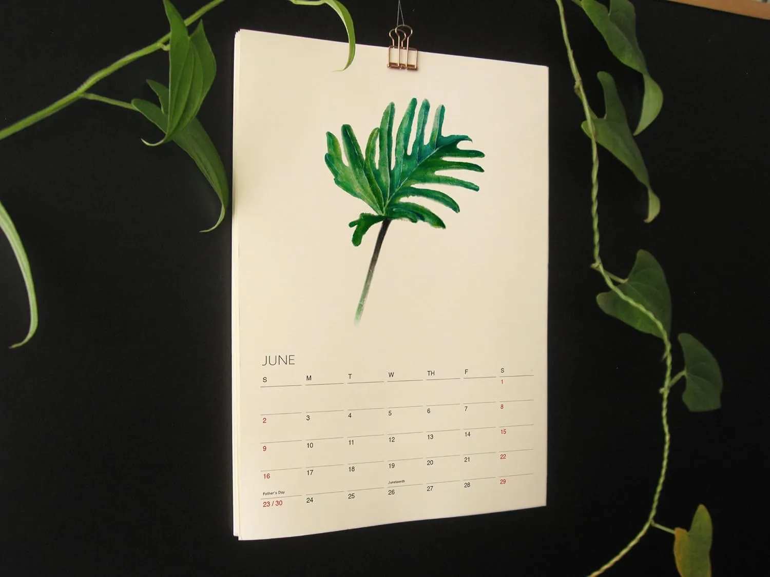 Tropical Plant Art - 2025 Botanical Watercolor Wall Calendar, Foliage Painting Planner, Christmas Gift for Plant Lover, A4 21 x 29.7 cm (2)