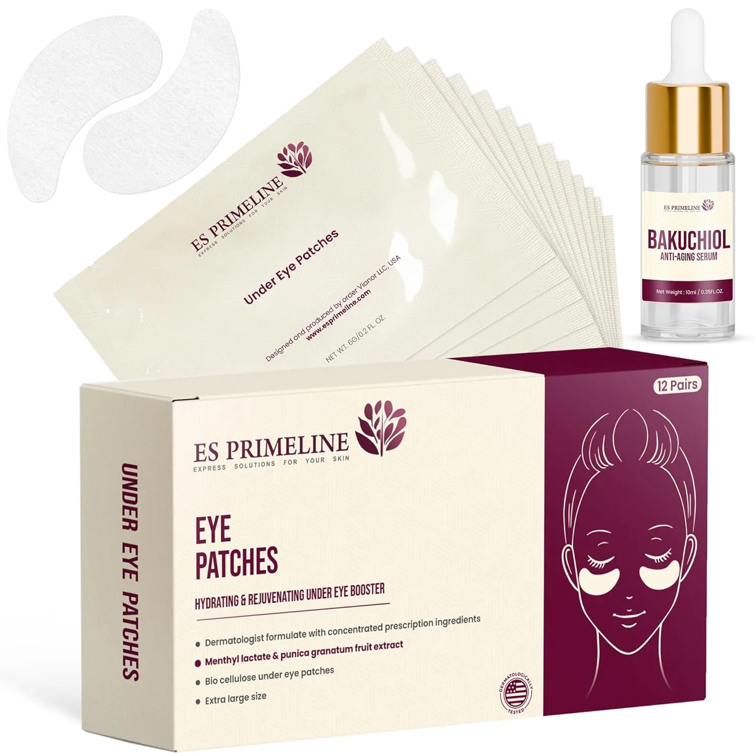 Under Eye Patches -12 Pairs Mask for Puffy Eyes Dark Circles Under eye Bags Anti-Wrinkle Collagen Retinol Vitamin C Patches with Pomegranate to Sooth Plump Minimize Fine Lines Gift Idea