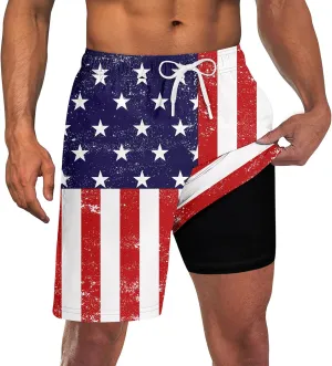UNICOMIDEA Men Swim Trunks with Compression Liner 9 Inch Long Board Shorts