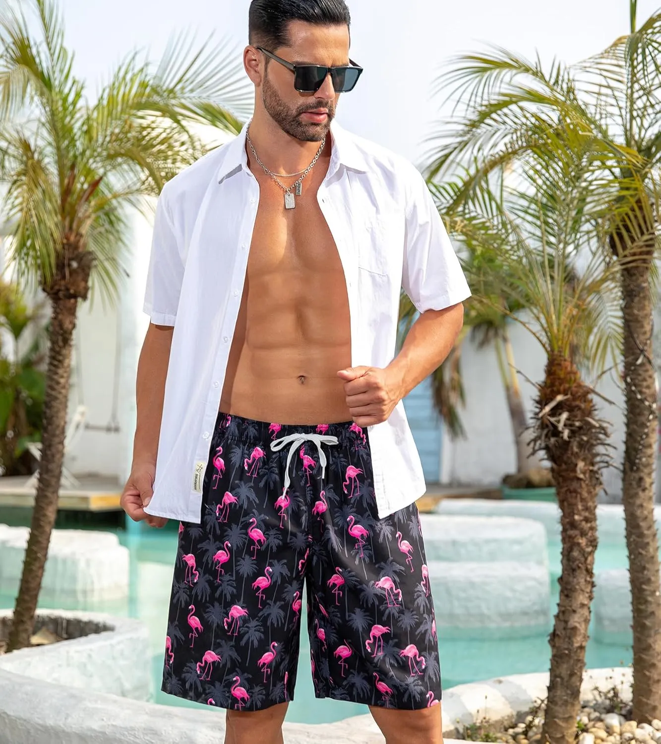 UNICOMIDEA Men Swim Trunks with Compression Liner 9 Inch Long Board Shorts