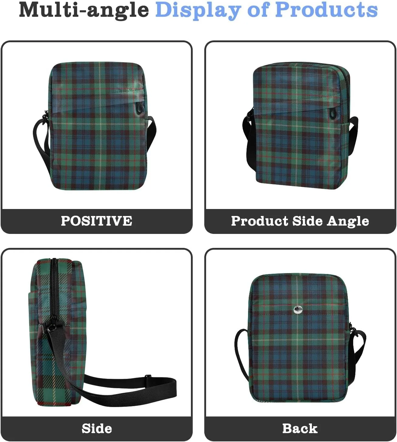 Unisex Crossbody Bag, Flannel Patterns Red Black Durable Sling Side Shoulder bags for men women, One Size