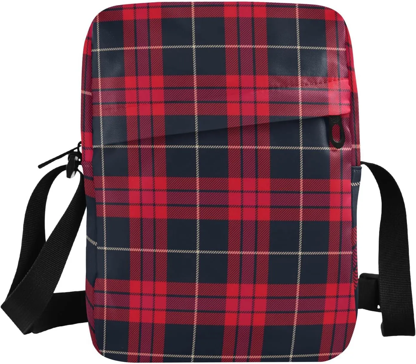Unisex Crossbody Bag, Flannel Patterns Red Black Durable Sling Side Shoulder bags for men women, One Size