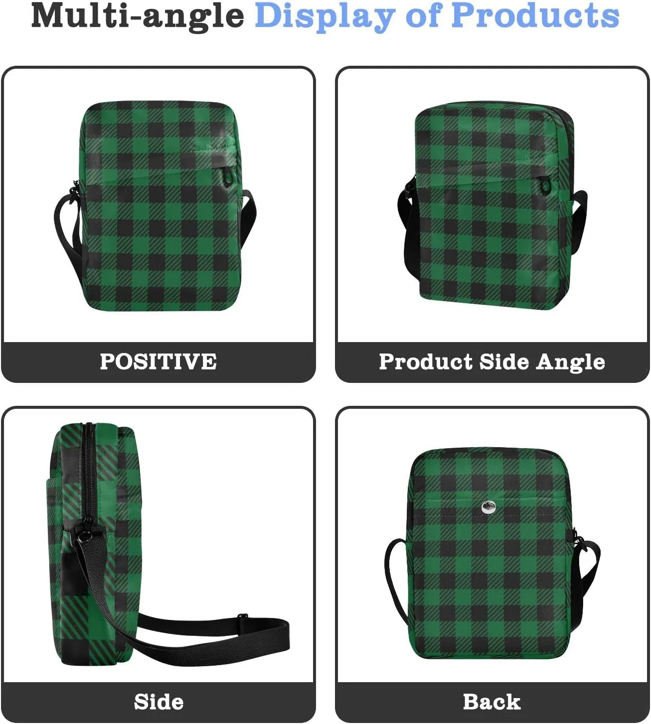 Unisex Crossbody Bag, Flannel Patterns Red Black Durable Sling Side Shoulder bags for men women, One Size