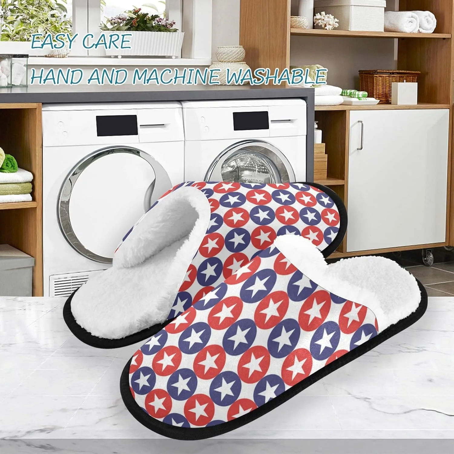 Unisex Slippers Fuzzy Feet Plush Cotton Slippers Anti-Slip Warm House Shoes M/L