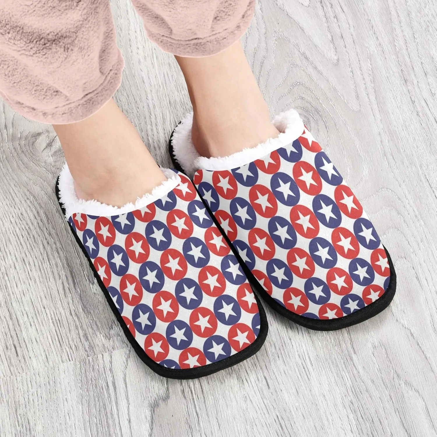 Unisex Slippers Fuzzy Feet Plush Cotton Slippers Anti-Slip Warm House Shoes M/L