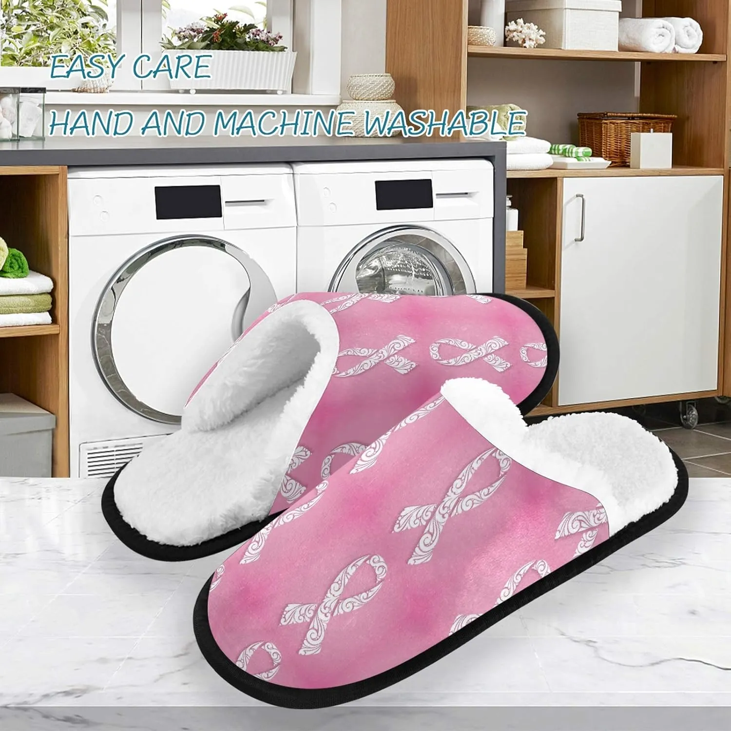 Unisex Slippers Fuzzy Feet Plush Cotton Slippers Anti-Slip Warm House Shoes M/L