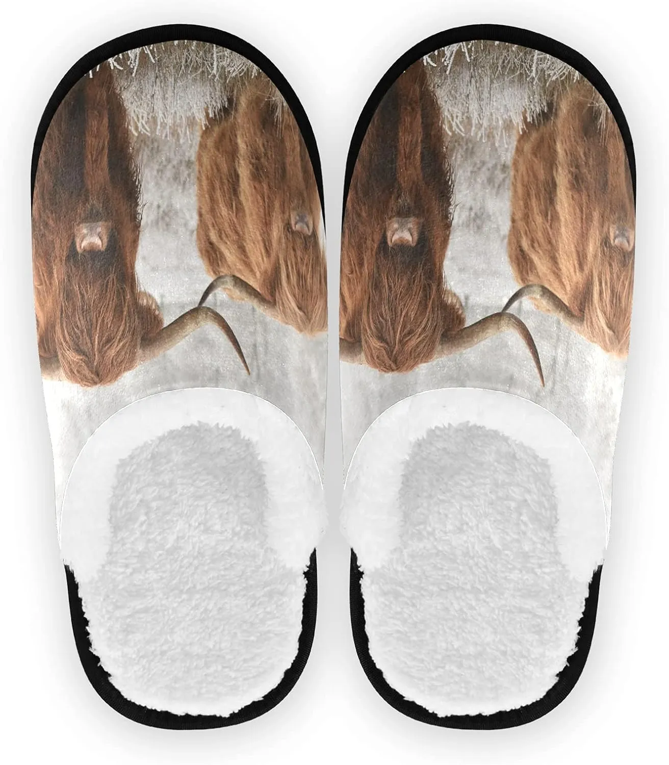 Unisex Slippers Fuzzy Feet Plush Slippers Anti-Slip Warm House Shoes M/L