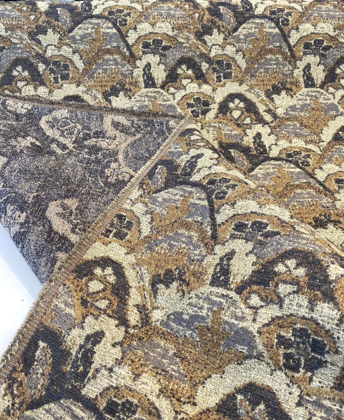 Upholstery Landscape Stark Pecan Graystone Chenille Tapestry Fabric By The Yard