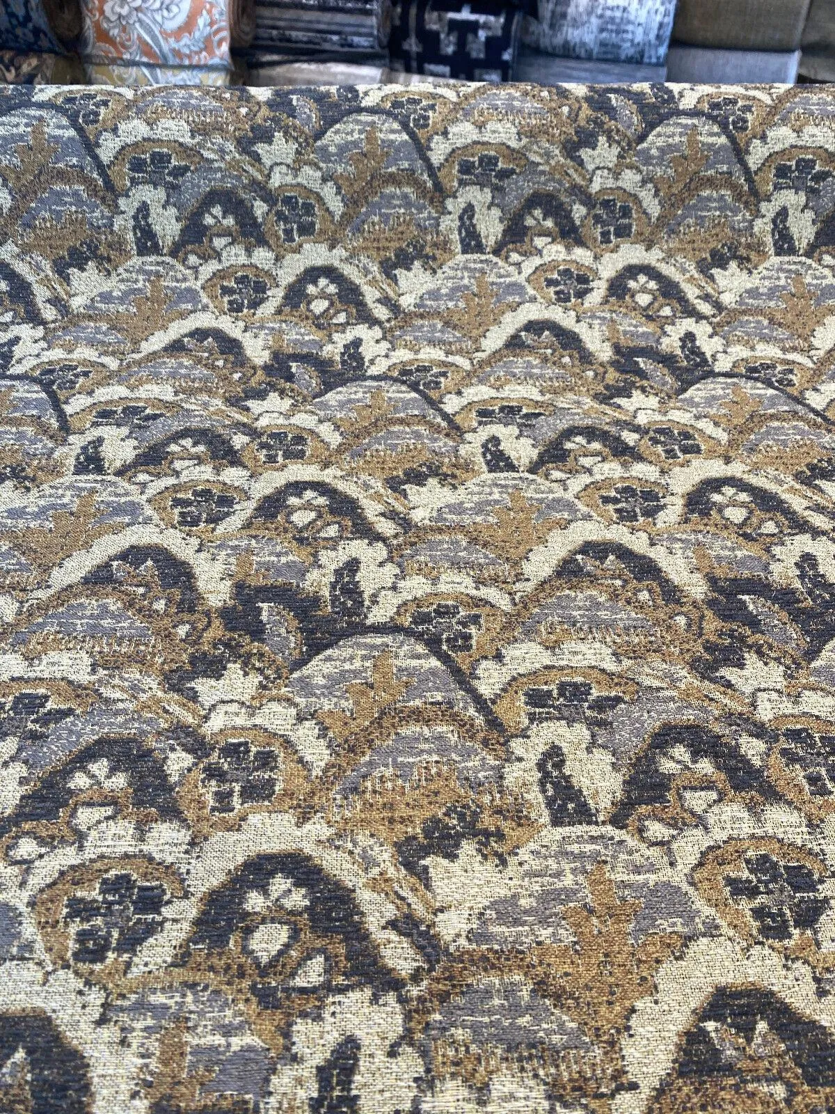 Upholstery Landscape Stark Pecan Graystone Chenille Tapestry Fabric By The Yard