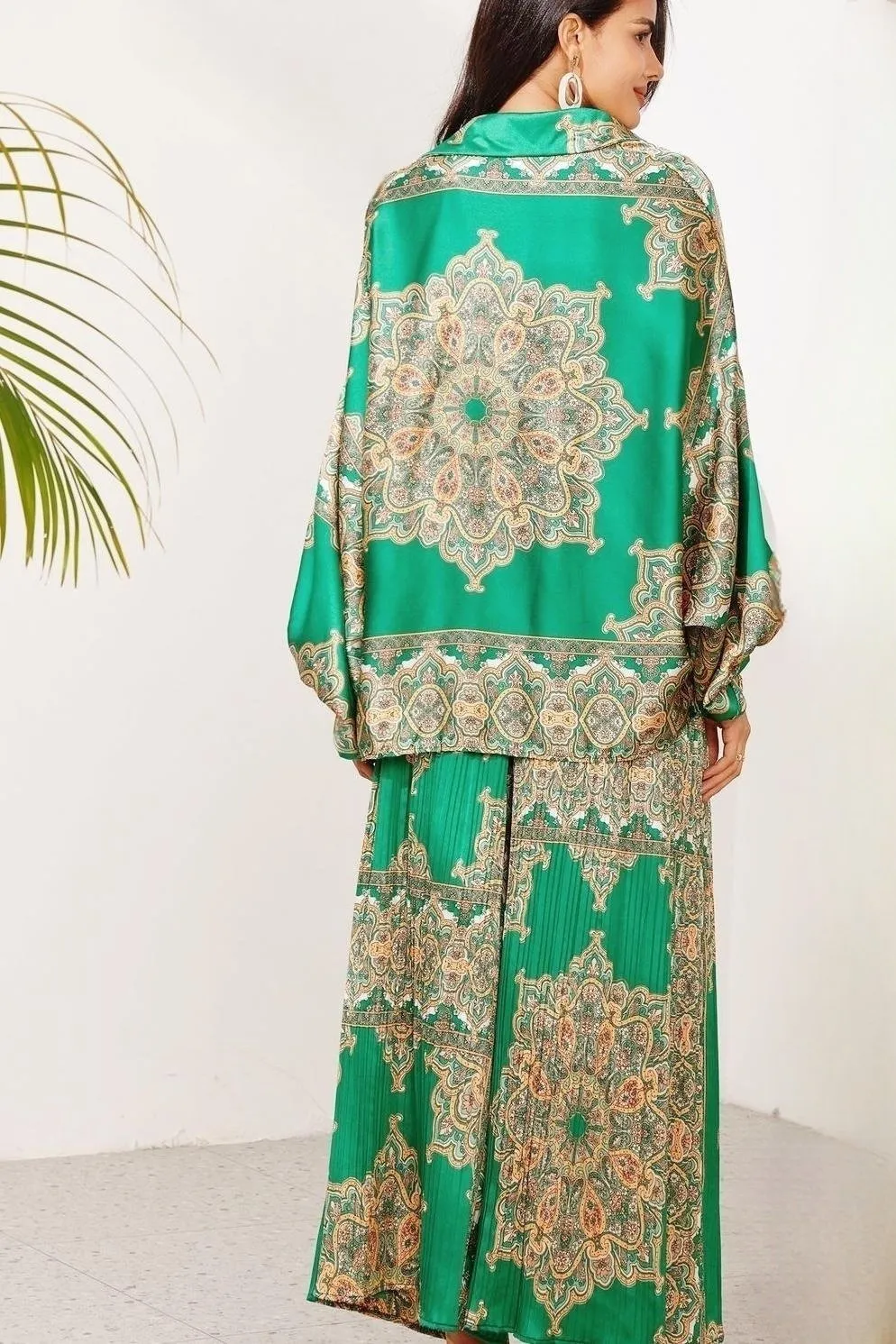 Ursula Printed Flare Satin Set