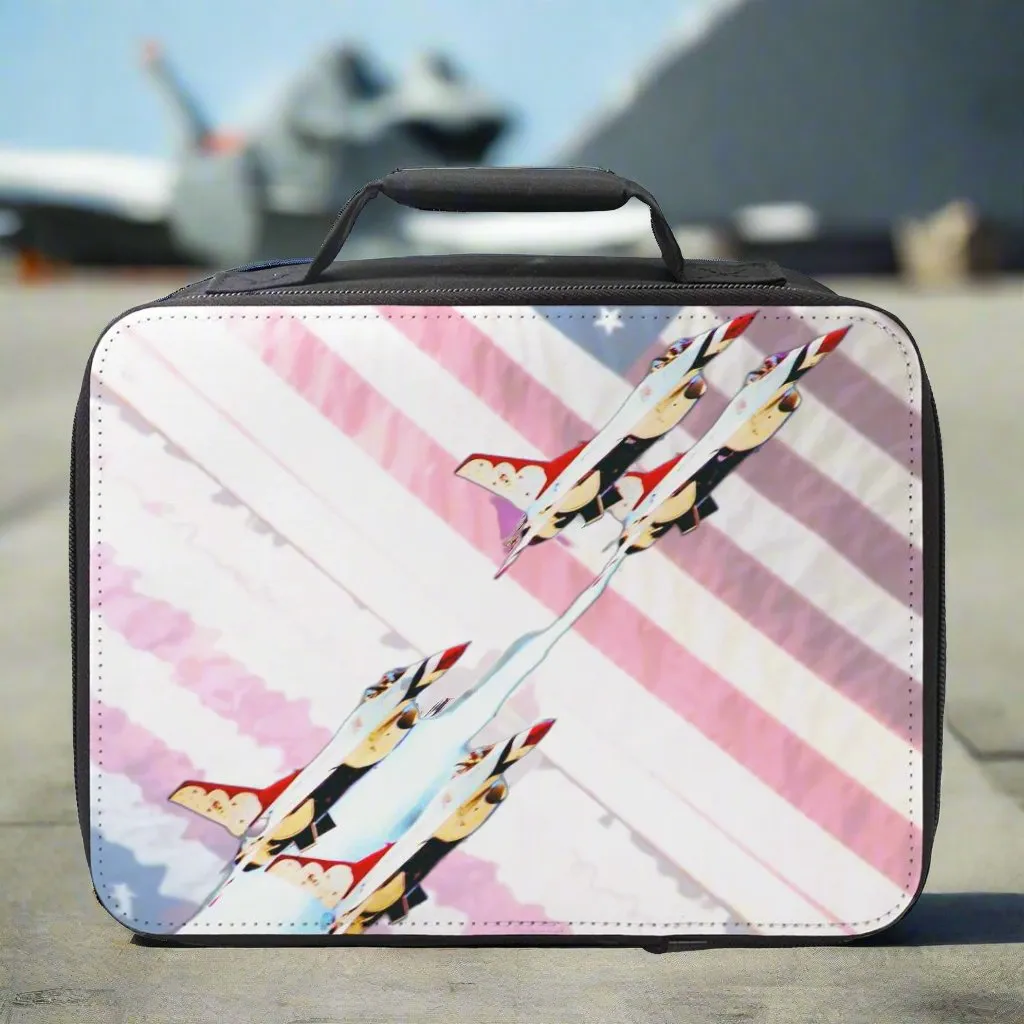 US Fighter Jets with American Flag Small Insulated Lunch Box