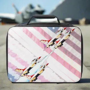 US Fighter Jets with American Flag Small Insulated Lunch Box