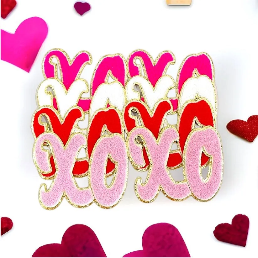 Valentine's day - Love Chenille Patch- Iron On- Patch Only - Eras Fuzzy Chenille DIY Patch Glitter Varsity Nylon Pouch - Swift Shirt