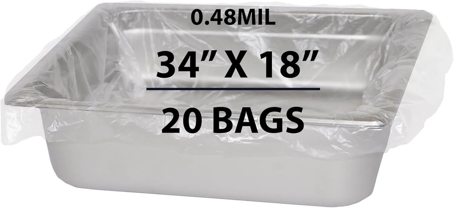 Value Plus Poly Pan Liner, 0.48Mil 34" X 18" & 20 Bags | PTL Material, Use for Food Protection and Containment | Quality Control Liner