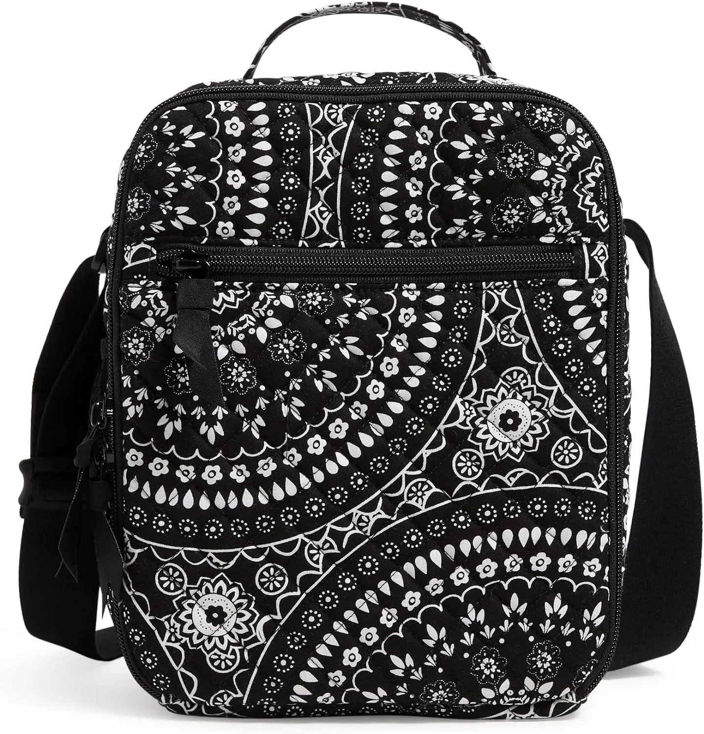 Vera Bradley Women's Cotton Deluxe Lunch Bunch Lunch Bag, Black Bandana Medallion, One Size