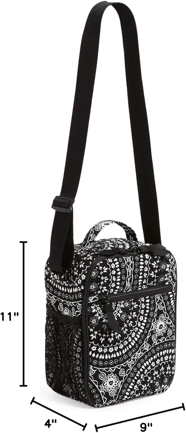 Vera Bradley Women's Cotton Deluxe Lunch Bunch Lunch Bag, Black Bandana Medallion, One Size