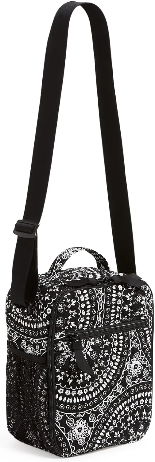 Vera Bradley Women's Cotton Deluxe Lunch Bunch Lunch Bag, Black Bandana Medallion, One Size