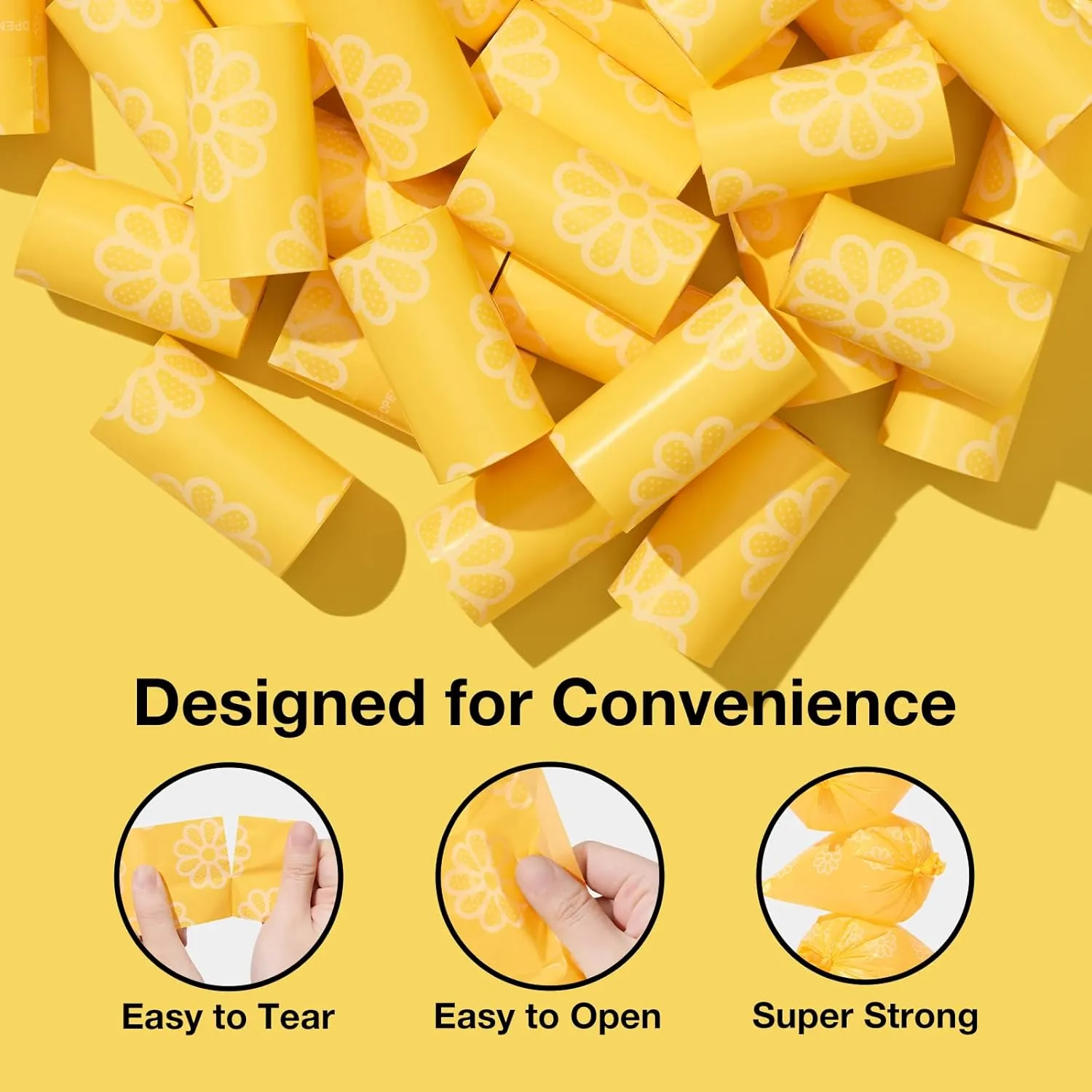 VETRESKA Dog Poop Bag Rolls Daisy Scented Leak-proof Pet Waste Bags Thick and Large Trash Bags for Dog Walking 20 Refill Rolls 300 Bags