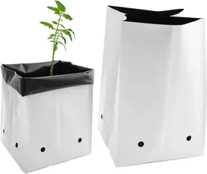 Viagrow Grow Bags Thick Plastic Grow Bags for Potting, Seedlings, Rootings, 1 Gallon 100 Pack, White